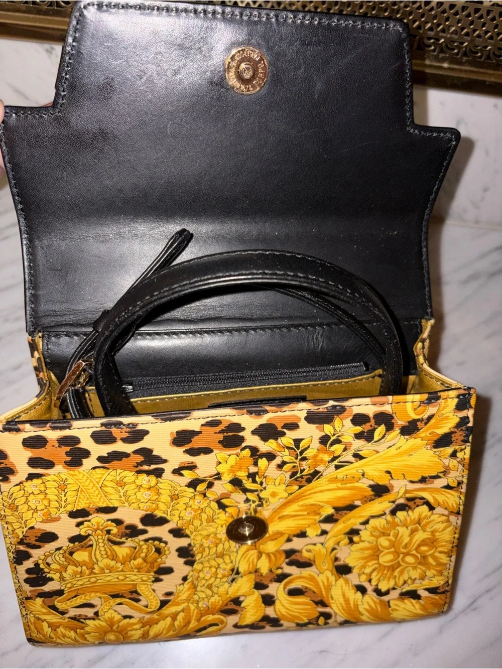 Versace Baroque Kelly Top Handle Flap 2way Crossbody Bag 1VER822K and Wallet Set - Picture 3 of 16